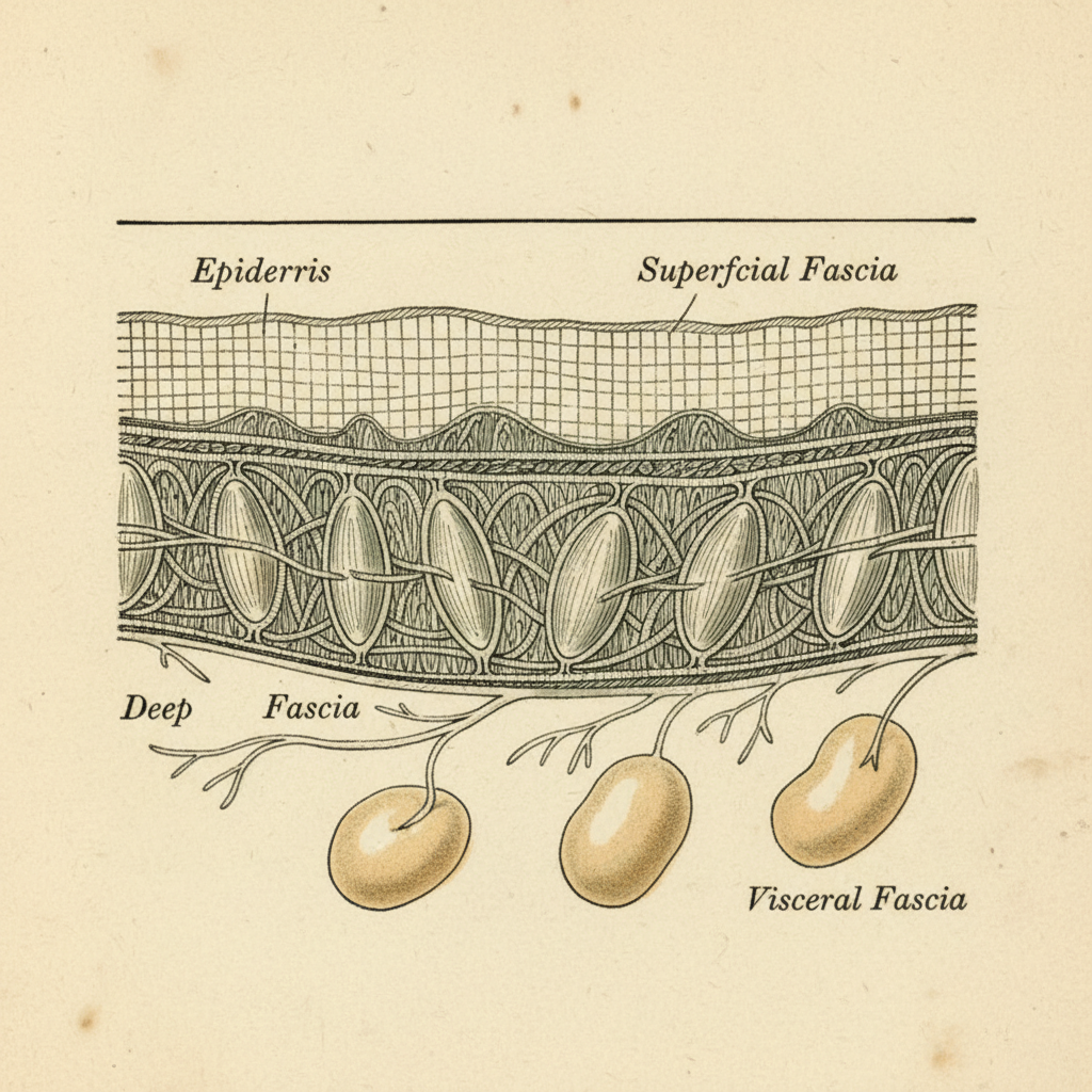 Fascia cross-section — layered ink illustration