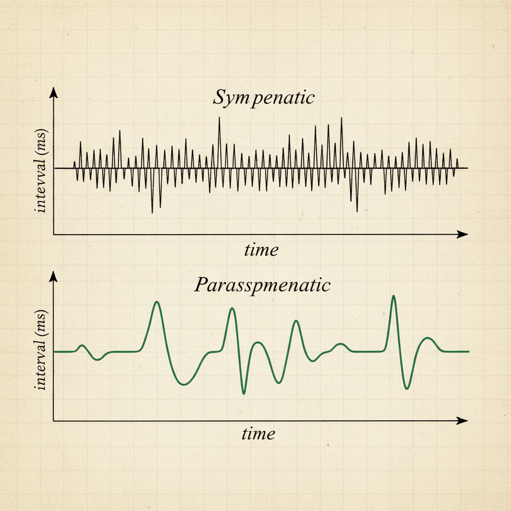Hand-drawn HRV chart, sympathetic vs parasympathetic