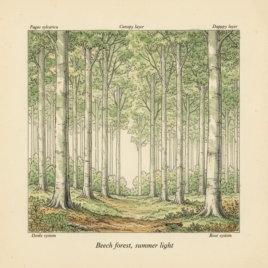 European beech forest interior